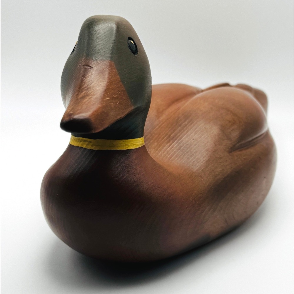 Vtg. Hand Carved Wood Mallard Duck Decoy Sculpture Cabin Lakehouse Cottagecore - Picture 3 of 10